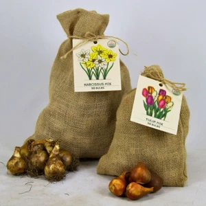 Jute geschekenzakje met bloembollen