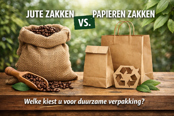 overzicht van een jute zak en vergelijking met papieren zakken