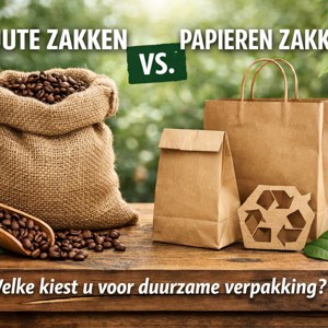 overzicht van een jute zak en vergelijking met papieren zakken